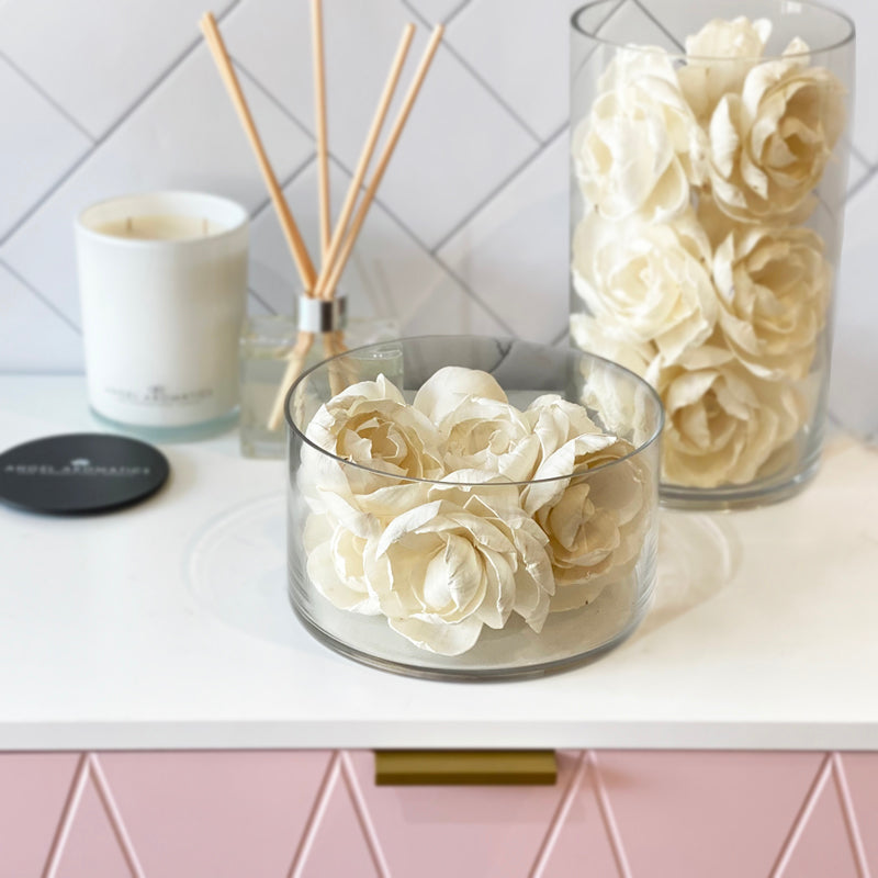 Balsa Wood Ivory Peony-Flowers-Angel Aromatics