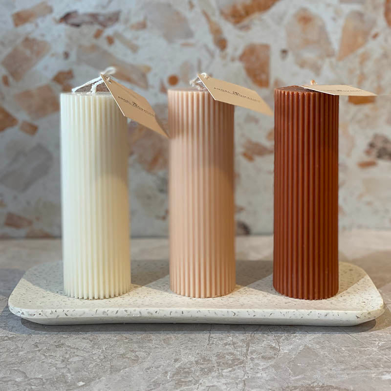 Ribbed Pillar Candles-Candles-Angel Aromatics