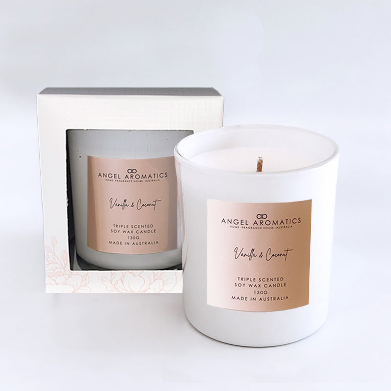 Scented Candles 130g - Vanilla and Coconut 130g-Scented candles-Angel Aromatics